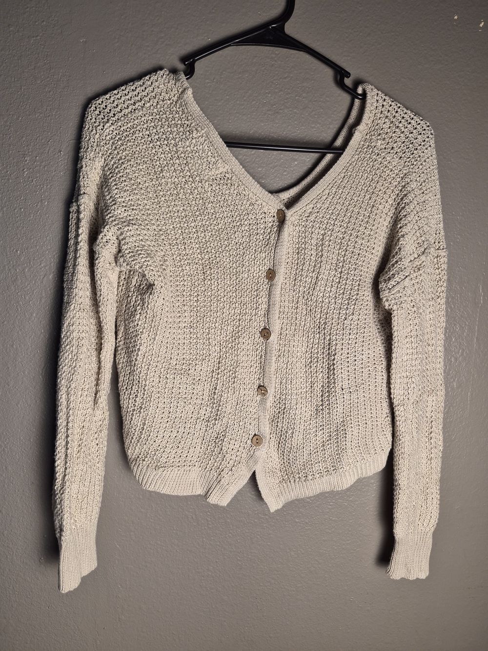 Pink Rose Cream Knit Button-Front Cardigan